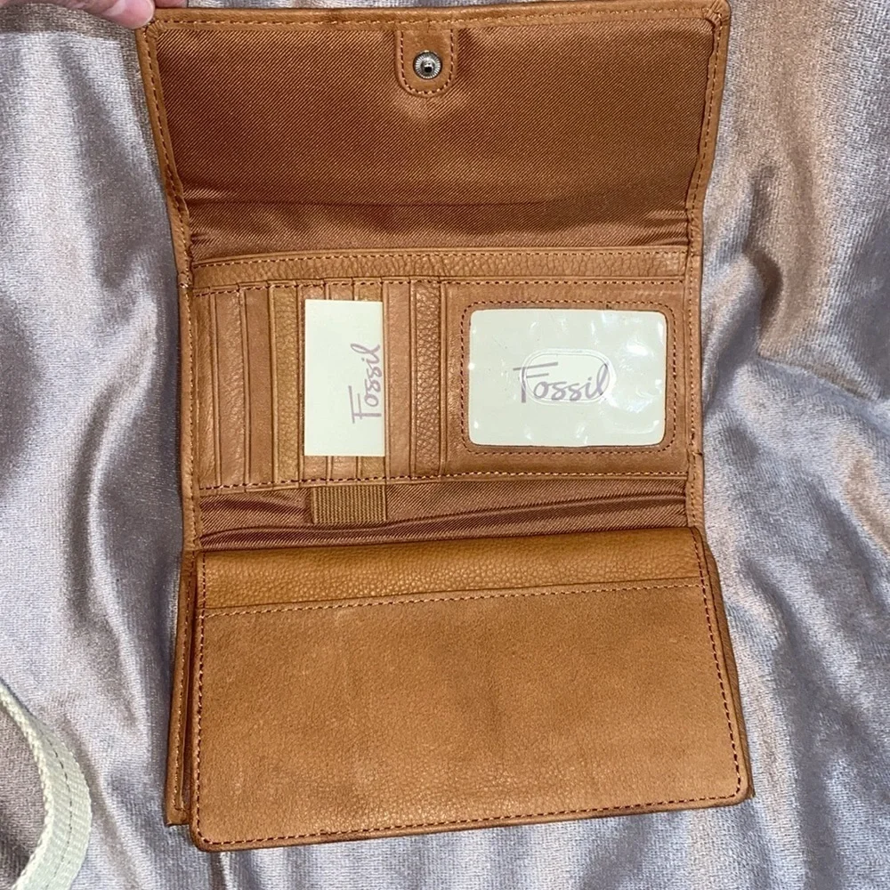 FOSSIL Grayson Beige Canvas Fabric Satchel & Fossil Popstich vintage Wallet 🆕